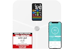 Fitleap Körperfettwaage mit Körperfettanalyse, digitale Bluetooth Personenwaage mit App-Funktion, Waage mit Körperzusammensetzungsfunktion