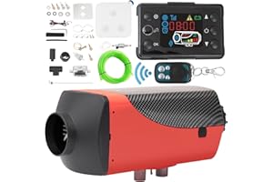 EVGTTI 5KW-8KW Air Diesel Heater, 12V Parking Heater Heating Diesel Night Heater with Silencer LCD Monitor Remote Control For Truck Boat Bus Car Trailer Motorhomes Campervans Caravans (Red)