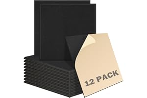 PLAPOT Akustikplatten Selbstklebend,12 Stück 30x30x0.9cm Hochdichte Schallabsorber Wand für Wanddekoration und Akustische Behandlung,Akustikpanel Schallschutzplatten Akustikplatte für Tonstudio,Büro