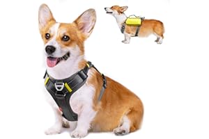 Fida Anti Pull Dog Harness with Saddlebag, Heavy Duty Dog harness for Travel Camping Hiking (black, medium)