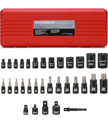 EHomeA2Z 11-Pc E-Torx Female Star Socket Set – CR-V Steel E4 To E20, Drop Forged With Black Phosphate Finish