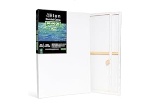Elan Stretched Canvases 60x90 CM, 4-Pack Large Canvas for Painting 280 GSM, Triple Primed A1 Canvas for Painting 60x90 CM, Large Art Canvases