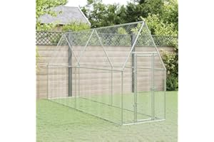 NITCA Gabbia per Polli Argento,Pollaio per Esterni Piccoli,Gabbia per pollame,Pollaio per Galline da Esterno,Gabbia Metallica per Polli con Rete Metallica, in Acciaio Zincato, 400x100x190 cm