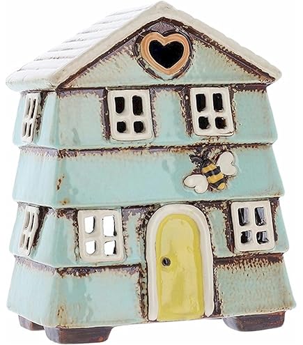 Portacandele In Ceramica Dipinto A Mano - Motivo Casette In Mattoni | Colore Grigio Mattone - Foto 7