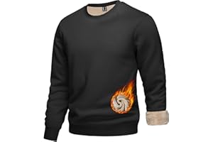 KEFITEVD Men's Sweatshirt Fleece Lined Pullover Jumper Winter Warm Crew Neck Sweater Men Casual Sherpa Sweatshirt