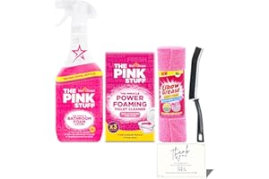 GIA Online Store Bathroom Cleaning Set – Compatible with Stardrops The Pink Stuff Bathroom Cleaner and Foaming Toilet Cleaner, 10x Microfibre Cloths paired with Crevice Brush for Deep Cleaning & Shine