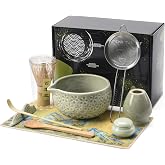 Matcha Kit | 9-Piece Matcha Tea Ceremony Gift Set | Bowl 560ml, Whisk, Bamboo Spoon, Stand, Coaster, Jar and Strainer | Ideal