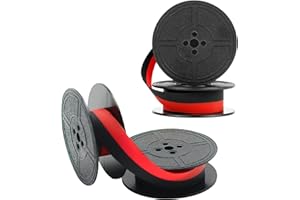 TIRYNS 2 Pezzi GR4 Nastri per Macchine da Scrivere en Nylon, Nastro Ricambio Doppia Bobina Compatibile con Olivetti Lettera DIN Altri Modelli Nero e Rosso 7 Metri