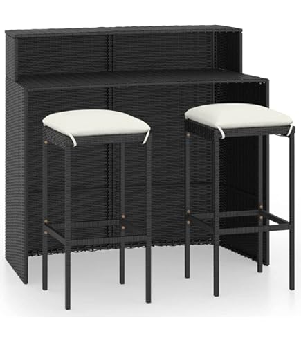 Set Da Bar Giardino Tidyard 3/5 Pezzi In Polyrattan - Tavolo E Sgabelli Alti Per Esterno, Nero/Marrone - Foto 11