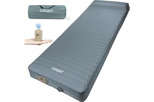 Origem Matelas Autogonflant en Mousse avec Pompe Électrique, 10cm Matelas Camping Extra Épais, Facile à Gonfler et à Dégonfler, Convient à 4 Saisons, Adapté au Camping, à la Maison et au Voyage