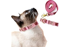 BRITZGO Collier Chat Collier pour Chat Colliers pour Chats, Chiots et Lapins, Adaptés à de Nombreux Petits Animaux Longueur de Corde de Traction 2M Réglable Collier Chat Anti étranglement（M，Rose）
