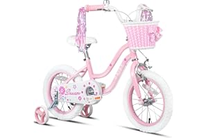 Glerc Bicicleta para niños de 12/14/16 pulgadas para niñas de 2 a 7 años con cesta, serpentinas, ruedas de apoyo y campana