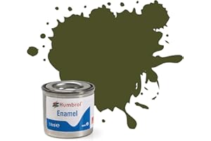 Humbrol Model Paint - AA1688 No 155 Olive Drab - Matt - Tinlet No 1 (14ml), Enamel Paints for Models, Plastic, Metal, Wood, Glass, Ceramics and More, Enamel Touch Up Paint - Hobby Paint for Craft Kits