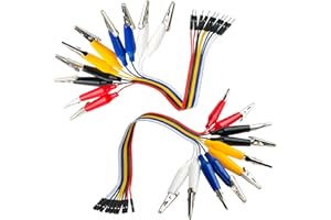 DIYmalls Alligator Clip to Dupont Cable Breadboard Jumper Wire 10pin 20cm Male Female for Arduino Microbit Test Lead