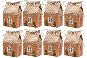 ‎WORIC 24 Stück Geschenkbox Weihnachten, Adventskalender Häuschen Kraftpapier Geschenkbox Geschenkverpackung Weihnachten mit Hanfseil Geschenkschachtel für Süßigkeiten Schokolade