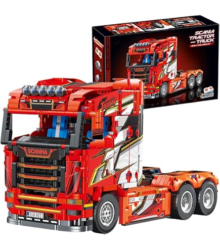 Mould King 10037 Ensemble de construction de camion de remorquage robuste, kit de blocs de construction de remorque routière, jouets de modèles de voitures pour enfants/adultes/passionnés de véhicules