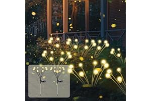 SCNNC Luces Solares de Luciérnaga, 8 LED Luz Solar Exterior Jardin Decorativa IP65 Impermeable Blanco Cálido, Luces Luciernagas Solares para Jardín Decoración Nocturna Patio Balcón, 2 Piezas