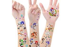 PAGASUS Sonic Tatuajes Temporales Niñas Niños, Pegatinas Tattoos Stickers Regalo de Decor Fiesta Para Niños Infantiles Adultos