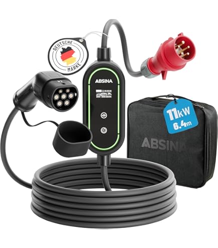 EVSEdesigner Draagbare Wallbox 11kW Oplaadkabel CEE 16A naar Type 2 EV Oplader met Draagtas voor alle Elektrische Voertuigen & Plug-in Hybride Auto's Max 11kW 16Amp 6 Meter Driefasig