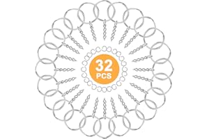 ORMROMRA 32Pcs Key Rings Hoops Set, Mini Split Jump Ring with Chain, Round Metal Silver Key Rings, Stainless Steel Keychain Rings for DIY Art Craft, Crafts Ornaments, Jewelry Making, Bag, Handbag (Silver)