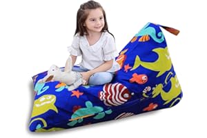 iFCOW Bean Bag Portaoggetti per Animali di Peluche Organizzatore di Giocattoli per Bambini con Manico Sedile Premium per Bambini Adulti Comodo Lettino