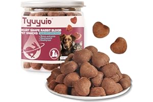 SOBIRDOS Sang de Lapin lyophilisé en Forme de cœur, Nourriture lyophilisée Haute teneur en protéines pour Chiens et Chats, supplément de Fer, Collations à Base d’ingrédients Frais, 2,1 oz. (S, Lapin)