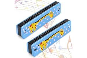 BEOTNP 2 Pack Harmonica Kids, Kids Harmonica, Blue Giraffe Wooden Harmonicas, Musical Instruments for Beginners, Educational Toys for 3-8 Year Old Children, Ideal for Music Learning and Birthday Gifts