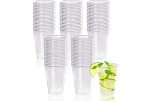 Gucass 100 Pièces Gobelets en Plastique Dur, 240ML Verres de Fête en Transparents, Résistants & Réutilisable Verre Tasses, Gobelets pour Boissons, Champagne, Vin, Desserts, Anniversaires, Noël, Fêtes