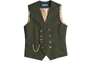 Solovedress Gilet de costume vintage en laine pour homme, coupe droite, gilet de costume pour mariage