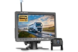 VECHTEL Kit de Caméra de Recul sans Fil IPS HD 7 Pouces avec Caméra, Caméra de Recul avec BSD Étanchéité IP68 Vision Nocturne Super Grand Angle pour 12V-36V Camion Buses Remorques Camping