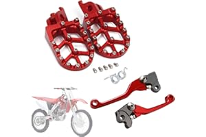 BIUGERCN Motorcycle Brake Lever Clutch Lever Set and Foot Pegs Pedals Aluminum for CR125 CR250 CRF 250 CRF 450 Red