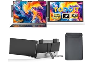 Yodoit Extensor Pantalla Portátil, Monitor de Viaje FHD de 14" 1920×1200 con Puerto USB Tipo C y Altavoces Integrados, Compatible con MacBook