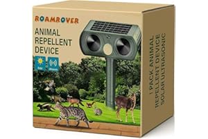 ROAMROVER 1 Pack Cat Repellent for Gardens UK, Cat Scarers for Gardens, Solar Cat Repellent Ultrasonic with Motion Detection Waterproof, Suitable for Repelling Cats, Foxes, Squirrels, Pigeons, Rodents(1)
