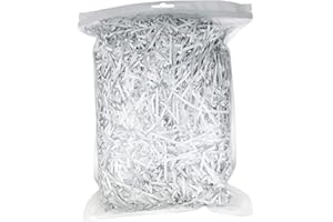 LJY Glitter Raffia Paper Shreds & Strands Shredded Crinkle Confetti for DIY Gift Wrapping & Basket Filling (Silver)