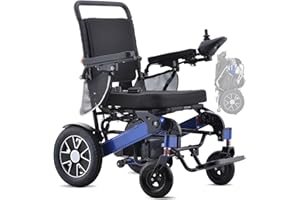 Broobey Tragbare elektrische Rollstühle für Erwachsene, leichter elektrischer Rollstuhl, Unterstützung 150kg, elektrisch motorisierter Klapp-Rollstuhl für Senioren,Blau