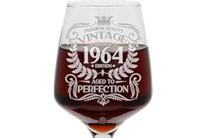 Always Looking Good 60th Birthday Gift Vintage 1964 Aged to Perfection Engraved Large Wine Glass Present for 60 Year Old Etched 400ml Wine Glass