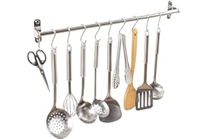 ALICEMALL Multifunzione Rastrelliera di Asciugamano Attaccapanni Appesa Aste Rack per Accessori da Cucina e Bagno in Acciaio Inossidabile 40 cm con 10 Ganci