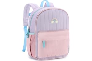 VASCHY Plecak dziecięcy, lekki, pikowany, kolorowy, blokowany, plecak szkolny do przedszkola, dla dzieci, chłopców i dziewczynek, Maluch 30 cm, fioletowy, różowy, 12in, Plecaki tornistry