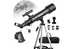 QNIUCO Télescope Astronomique pour Adulte, Enfants Et débutants, 600/70 mm HD Portable Télescopes avec Trépied réglable, Portable Sac, Adaptateur téléphonique, Télécommande