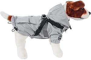 ETREXONLINE Hunderegenmantel, wasserdichte Hundejacke, Hundejacke für Kleine und Mittelgroße Hunde, Hundejacke mit Ring für Geschirr - Stil A Grau, L