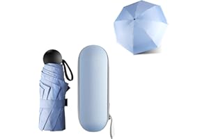 JIGUOOR parapluie de voyage pliant, 8 côtes Mini parapluie petit parapluie UV Mini parapluie compact coupe - vent puissant parapluie de poche portable avec boîte à capsules pour hommes et femmes