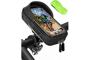 LEMEGO Sacoche de Guidon Vélo, Support Téléphone Vélo Etanche Sacoche Vélo VTT avec Housse de Pluie Rotation 360 Porte Téléphone Vélo Ecran Tactile pour Smartphone 4.7-6.5 Pouces