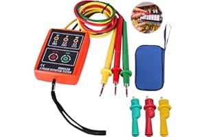 VEGENA Secuencia de Fase Presencia Rotación Tester, 3 fases Indicador LED Digital, 60V~600V AC Indicador Detector Meter, Probador de Rotación de Fase, Probador de Fase Dispositivo con luz LED y zumbador