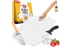 Sefinsecimi Foldable Pizza Peel Set – 14x16 Inch Aluminum Pizza Peel, Pizza Cutter, Wood Handle Cheese Peel – Compact Pizza Tool Kit for Baking, Slicing & Serving – Ideal for Home & Pizzerias