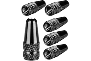 TPZORJX Bouchon de Valve en Aluminium Lot de 6, Bouchons Noirs compatibles avec Les valves Presta et françaises, Cache-pneus pour Chambres à air de vélo,Bouchons Valve Velo,Bouchon Valve Presta Vélo
