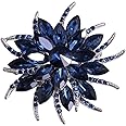 Merdia Flower Brooch Pin For Women Brides Created Blue Crystal Brooch, Crystal, Crystal