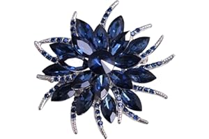 Merdia, spilla a forma di fiore in cristallo artificiale blu, per donne