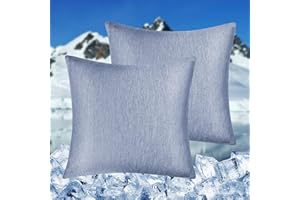 ‎HOMFINE HOMFINE kühlender Kissenbezug 2er Set - 80x80 Kuhlmatte für Mensch,Cooling Pillows,Nachtschweiß,Superweiche seitenschläferkissen Kissenhülle, Arc-Chill Kühlfaser Doppelseitiges,abkühlung Sommer, Blau
