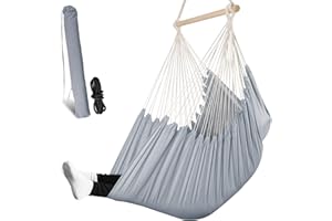 Chihee Columpios XL Silla de Hamaca De Gran tamaño Silla Colgante Relajarse Balancearse Asiento Colgante Tejido de algodón por Comodidad Durabilidad Fácil de configurarJardín Interior al Aire Libre