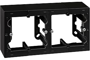 SIMON - Scatola a doppia superficie, base presa da incasso, serie Simon 10, adatta per interni (IP20), facile da installare, due elementi, colore nero